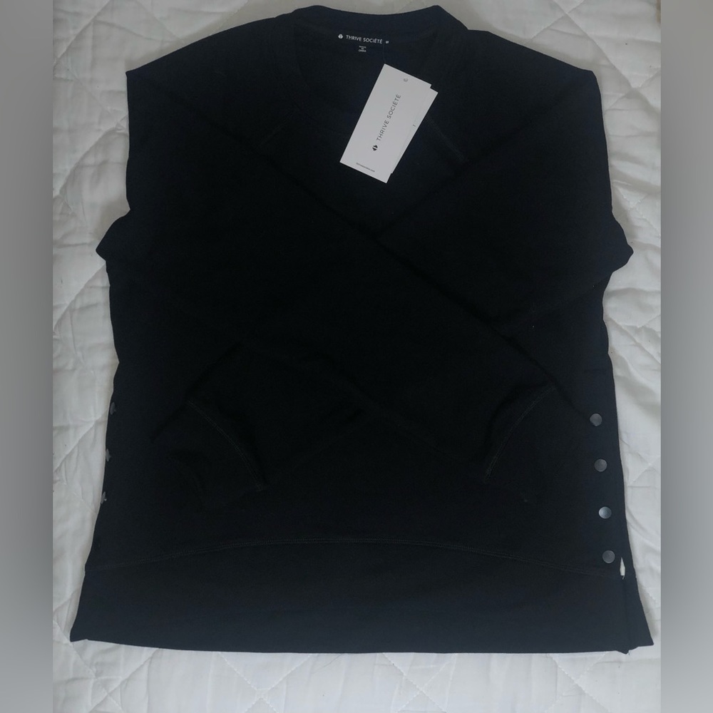THRIVE SOCIETE LARGE SWEATER WITH BUTTON ON SIDE